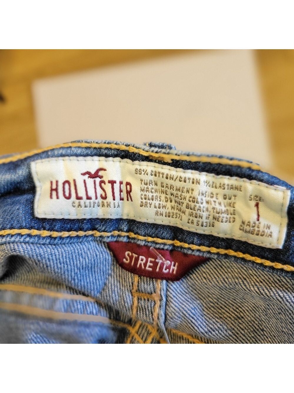 Hollister California Blue Denim Low Rise Stretch Shorts Size 1 - Picture 3 of 3